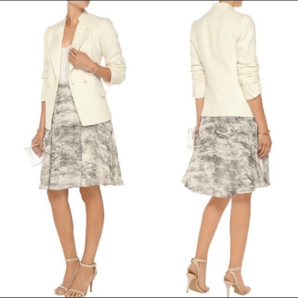 VINCE Cream Wool-blend Boucle Military Jacket Blazer